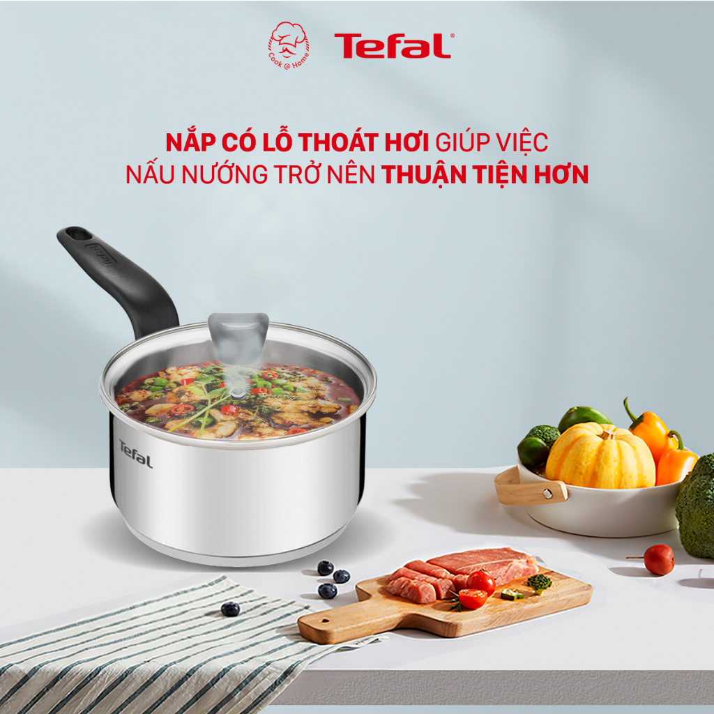 Nồi cán dài, quánh inox Tefal Primary dùng cho bếp từ kích thước 16cm, 18cm - Bảo hành 2 năm