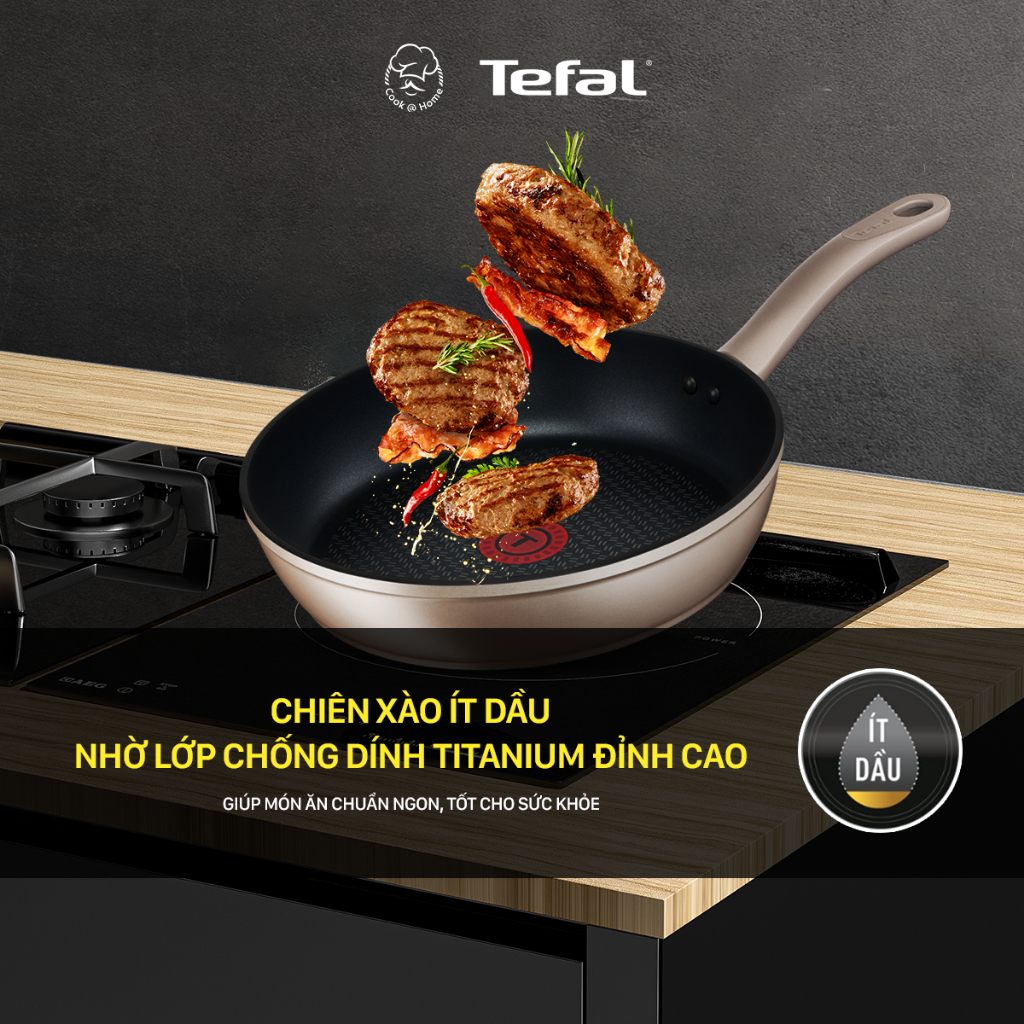 Chảo chống dính Tefal Sensations dùng cho bếp từ 24cm/26cm/28cm - Bảo hành 2 năm