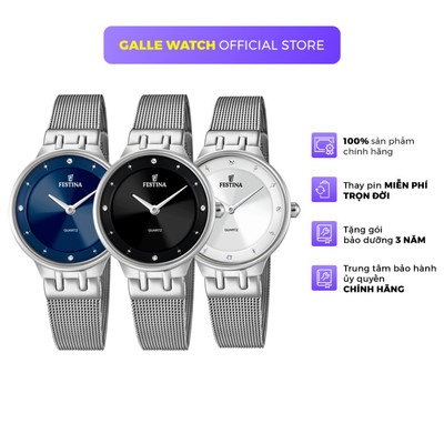 Đồng hồ nữ Festina Watch F20597 mặt kính Cường lực, máy pin, chống nước, dây thép đeo tay cao cấp, chính hãng Thụy Sĩ