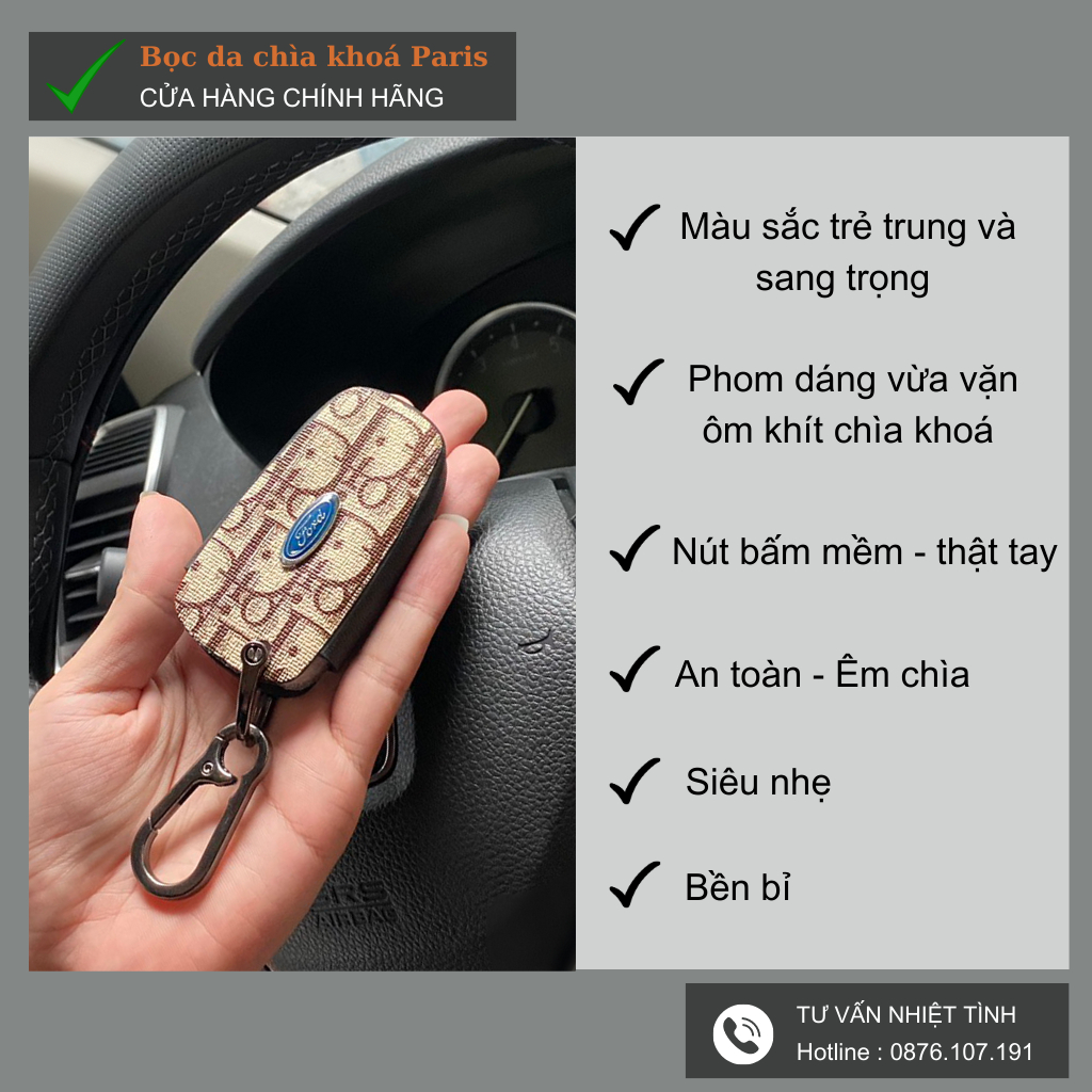 Bọc chìa khoá Ford Raptor Wildtrak Ecosport XLT  sang trọng,bao da ốp chìa khoá ô tô Ford trẻ trung