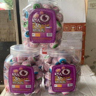 Hộp 60 viên kẹo dẻo hình con mắt, vị dâu, vị dưa hấu....vv hãng Bursting ball
