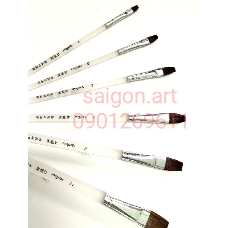 Cọ Vẽ Tranh Acrylic,Sơn Dầu,Màu Nước Đầu Bằng Cán Ngắn