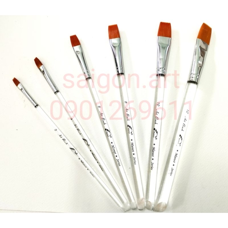 Cọ Vẽ Tranh Acrylic,Sơn Dầu,Màu Nước Đầu Bằng Cán Ngắn