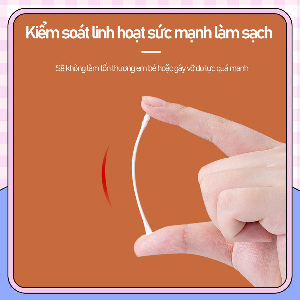 Tăm bông cho bé thìa ngoáy tai tăm bông vệ sinh vòm họng hai đầu chất thải từ lỗ mũi cho trẻ sơ sinh