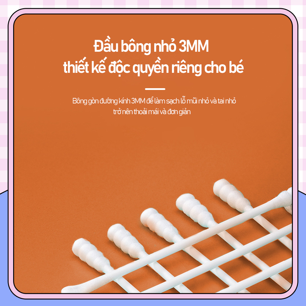 Tăm bông cho bé thìa ngoáy tai tăm bông vệ sinh vòm họng hai đầu chất thải từ lỗ mũi cho trẻ sơ sinh