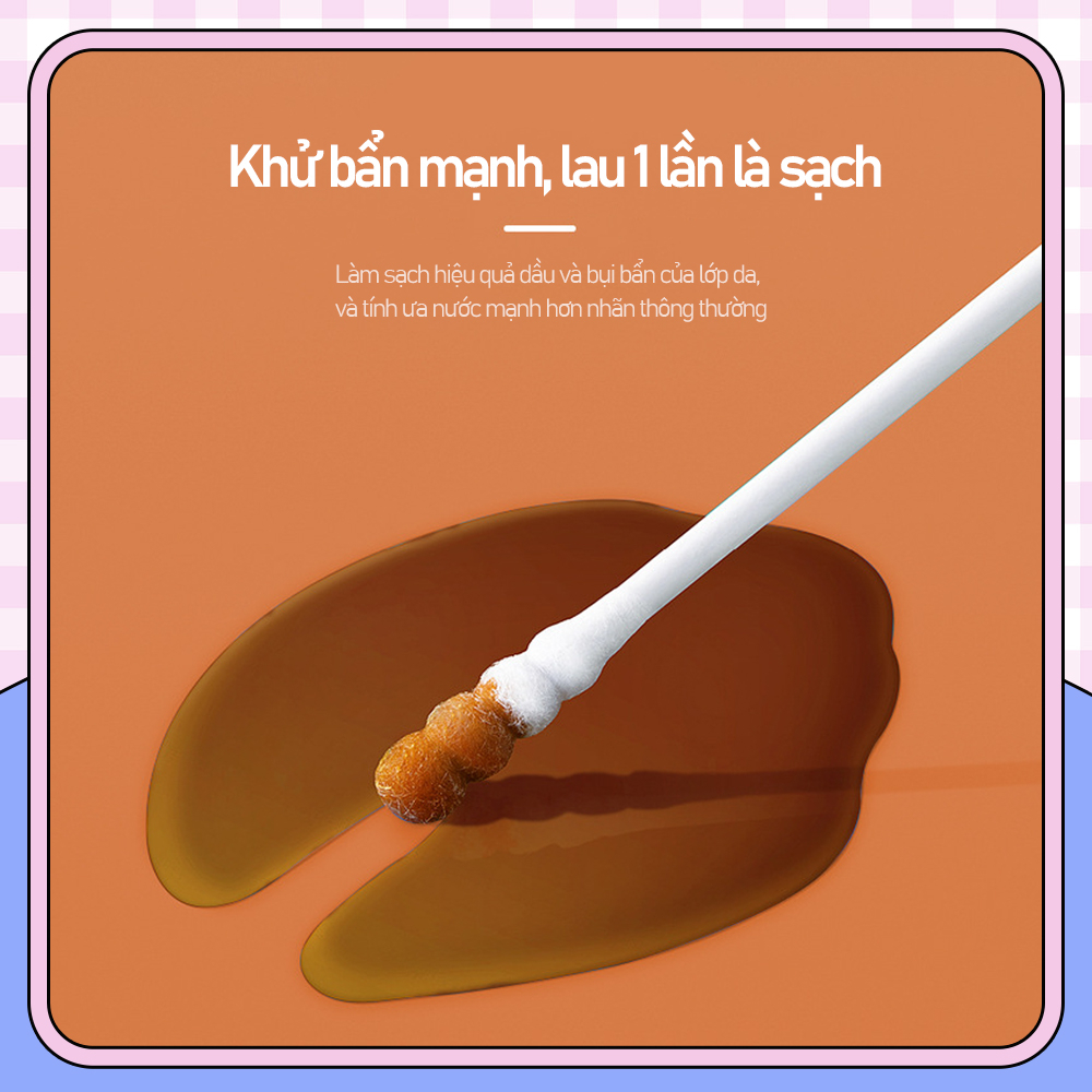 Tăm bông cho bé thìa ngoáy tai tăm bông vệ sinh vòm họng hai đầu chất thải từ lỗ mũi cho trẻ sơ sinh