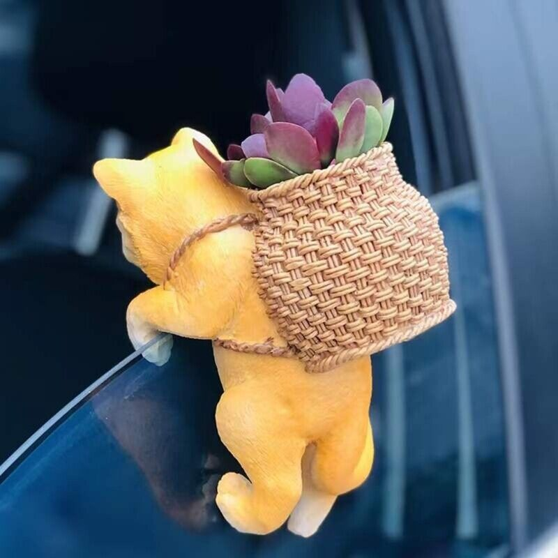 Mô hình Mèo đeo giỏ | Mèo đu vách | Treo thành hồ cá, bể cá | Trang trí bàn làm việc