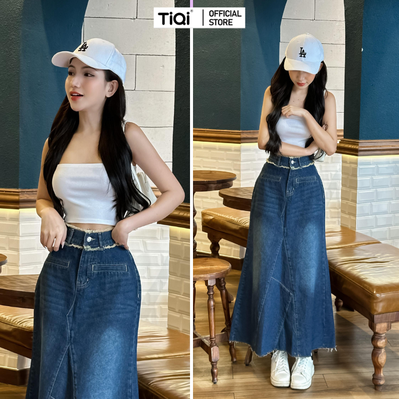 Chân váy jean đuôi cá dáng dài TiQi Jeans V1-283