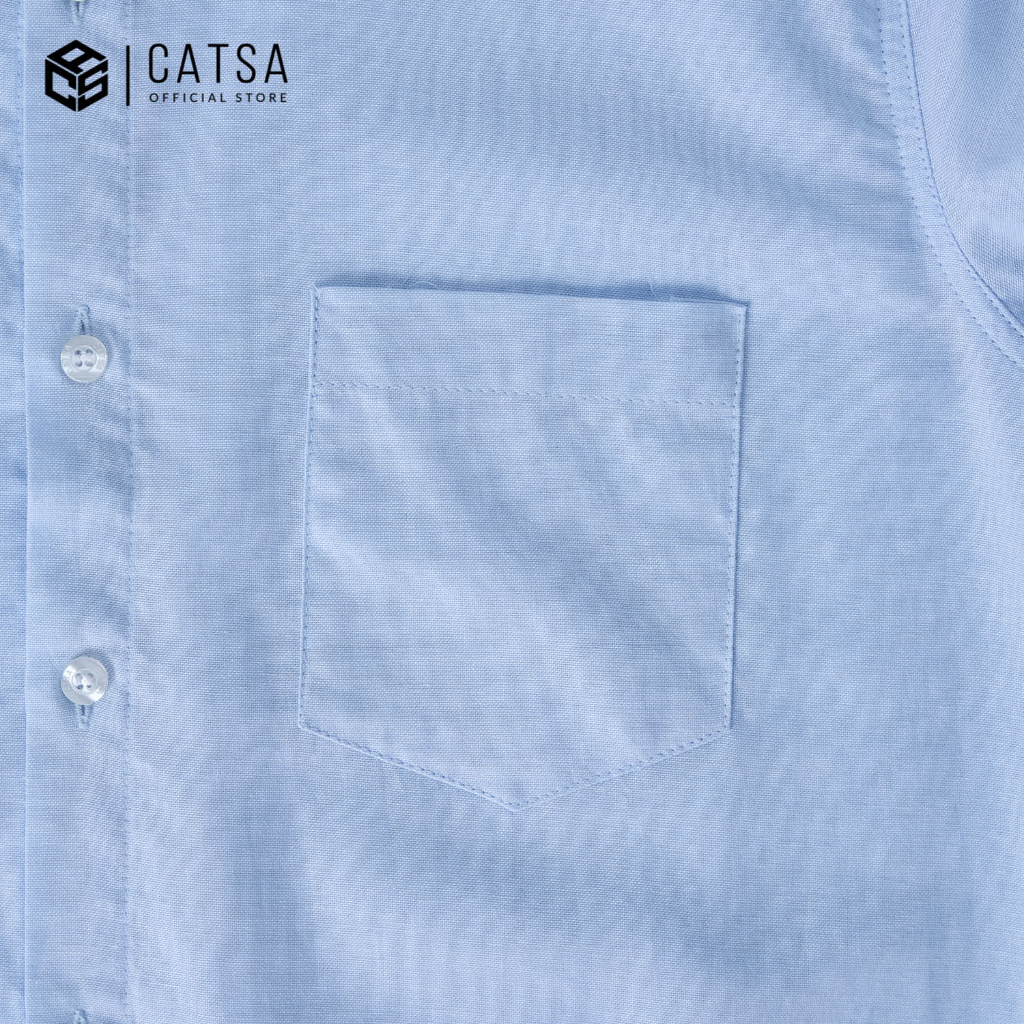 Áo sơ mi nam tay ngắn CATSA, chất liệu vải Oxford form Slimfit , bền màu, thoáng mát ASN191-203