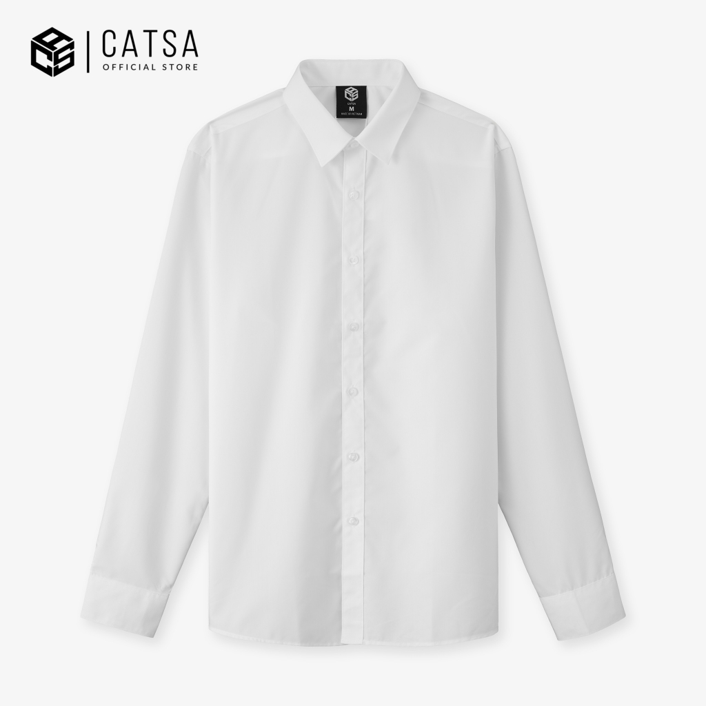 Áo sơ mi trắng nam tay dài CATSA chất modal mềm mại thoáng khí ASC383