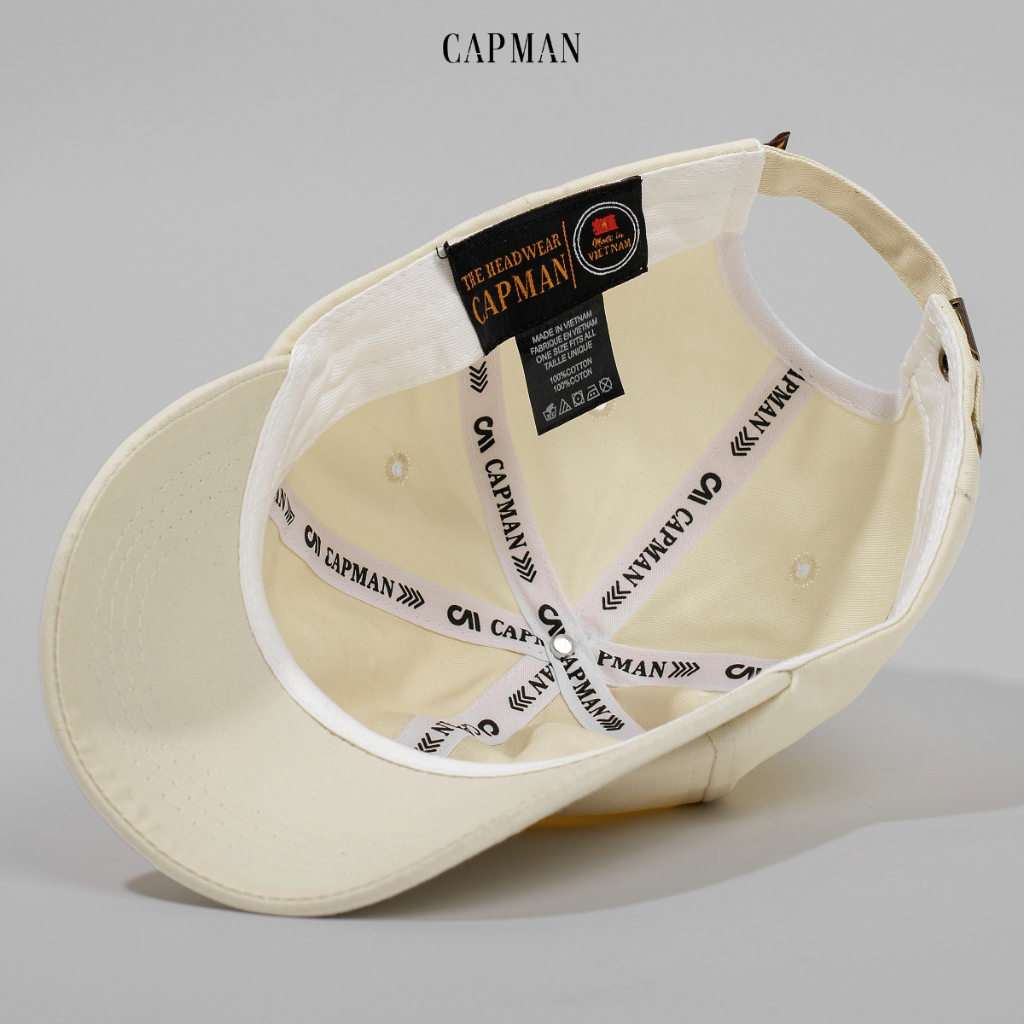 Mũ lưỡi trai màu kem logo chữ R CAPMAN phom mềm CM29