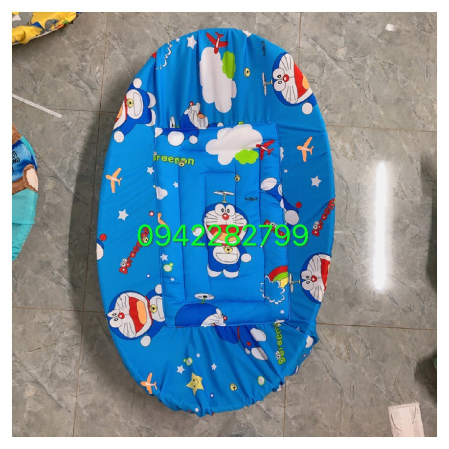 Combo 3 Món Nôi Tre + Màn Bung + Ga Bọc Nôi chất thun lạnh- Nôi tre cho Em bé