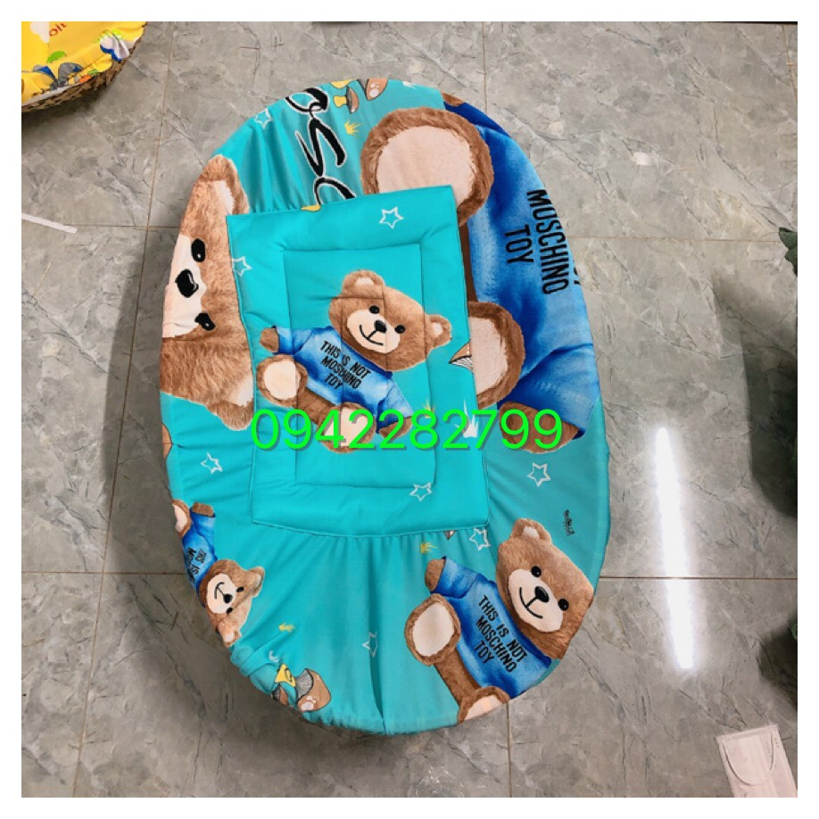 Combo 3 Món Nôi Tre + Màn Bung + Ga Bọc Nôi chất thun lạnh- Nôi tre cho Em bé
