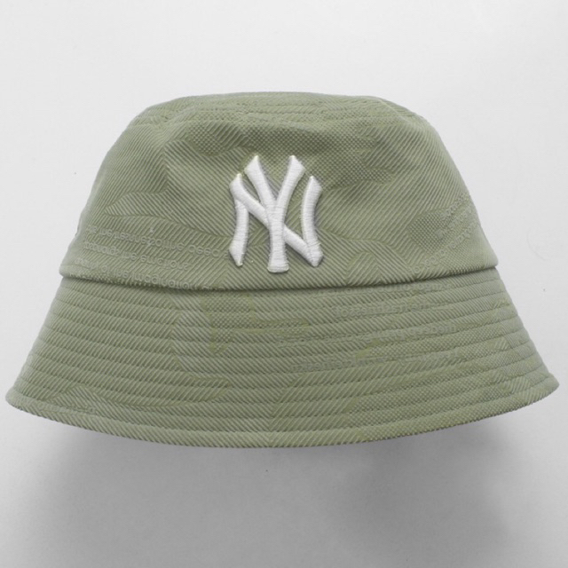 Mũ bucket logo NY MLB  cao cấp, nón bucket Classic xanh rêu vành tròn cụp kaki form unisex