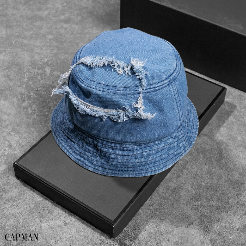 Mũ bucket vành cụp màu xanh jean CAPMAN CM12