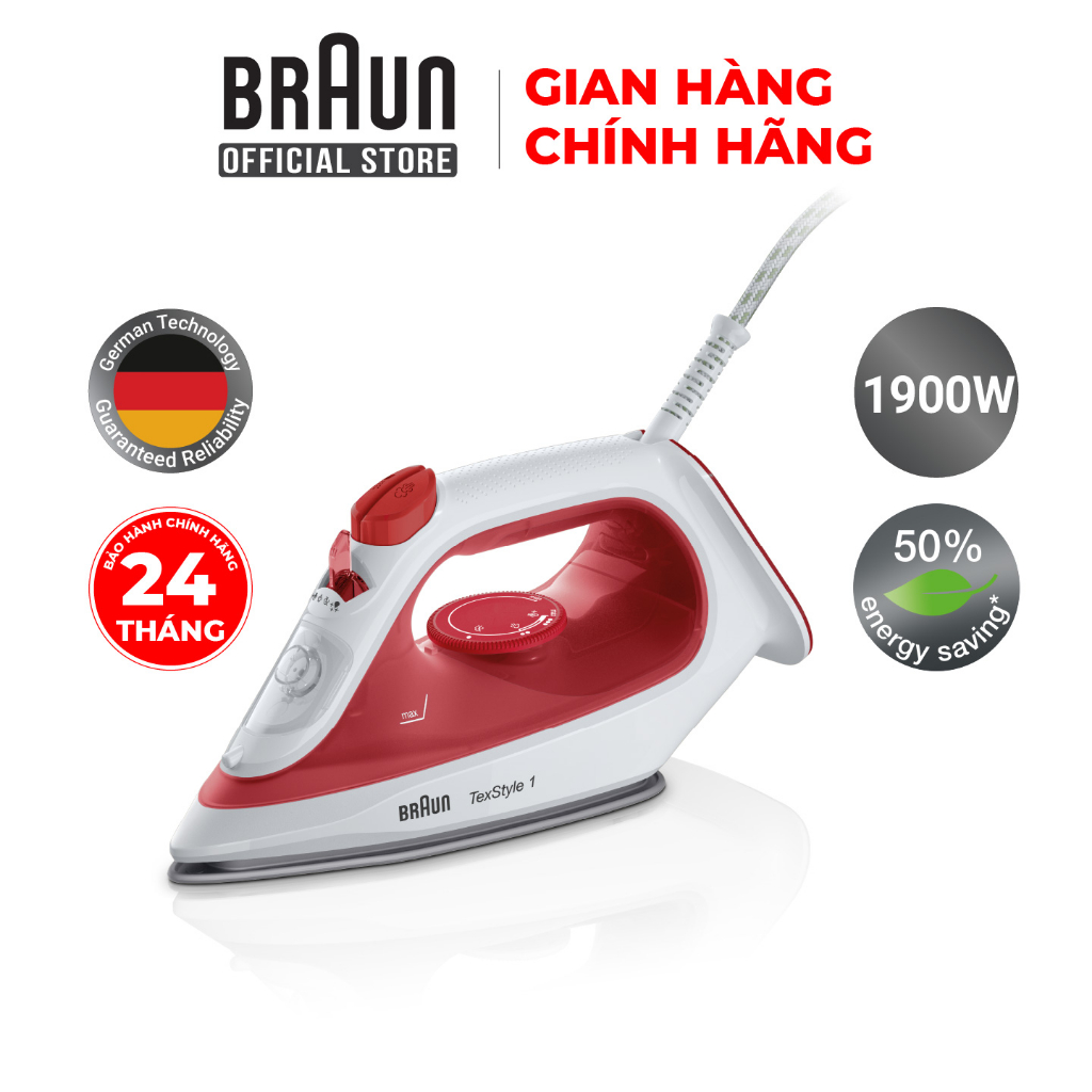 Bàn là hơi nước Braun SI1019RD, Hàng chính hãng bảo hành 24 tháng.