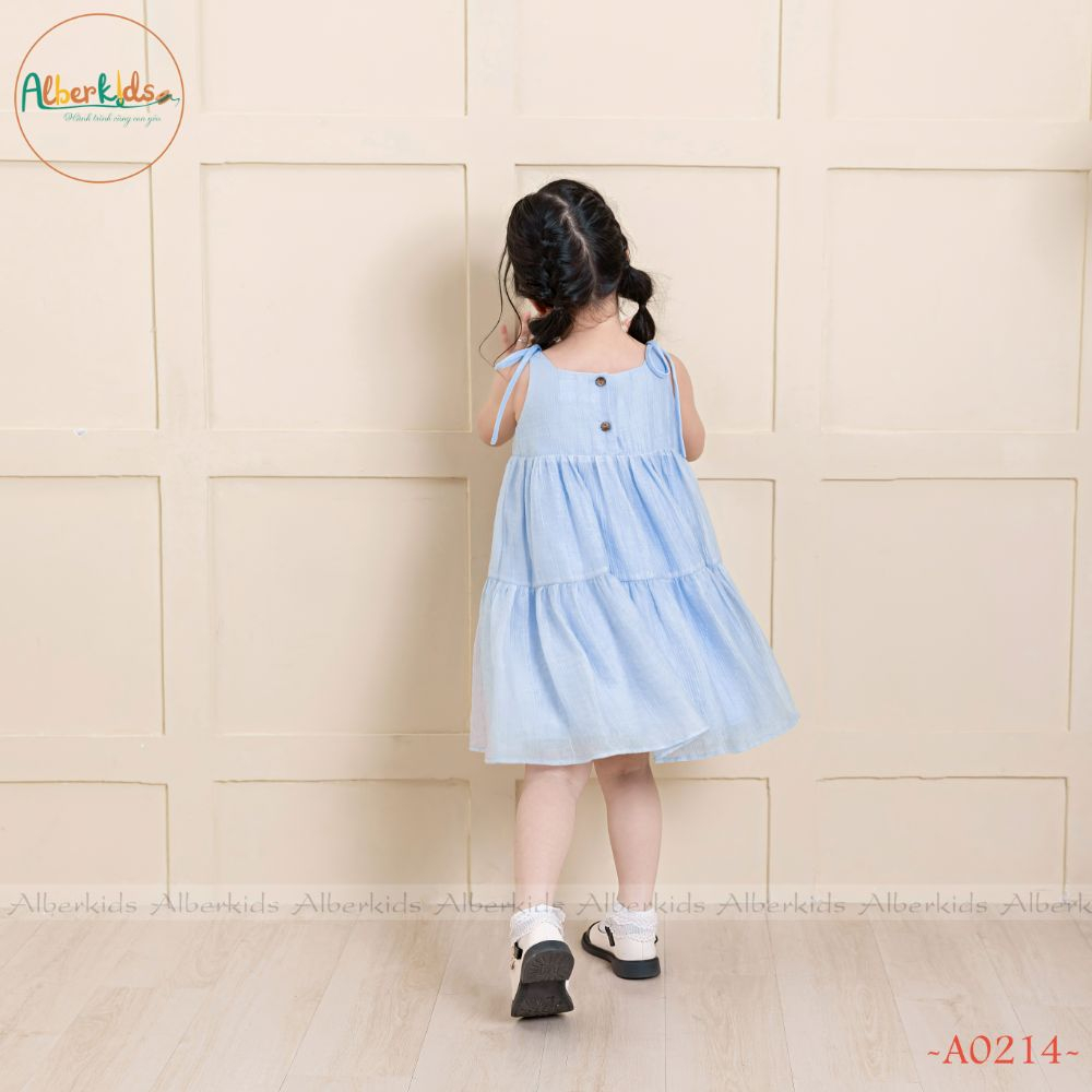 Váy bé gái ALBERKIDS 2 dây xanh công chúa xinh đẹp cho trẻ em 2,3,4,5,6,7,8,9,10,11,12 tuổi [A0214]