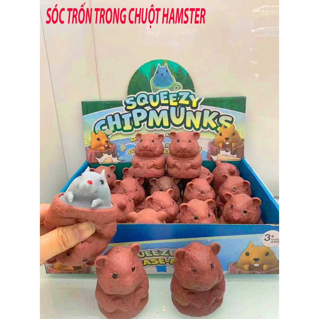 CON SÓC TRỐN TRONG CHUỘT HAMSTER⚡ HOT TREND ⚡ Squishy Mochi Cute,Đồ Chơi Bóp Tay Mềm Mịn Dễ Thương Giảm Stress Ngộ Nghĩn