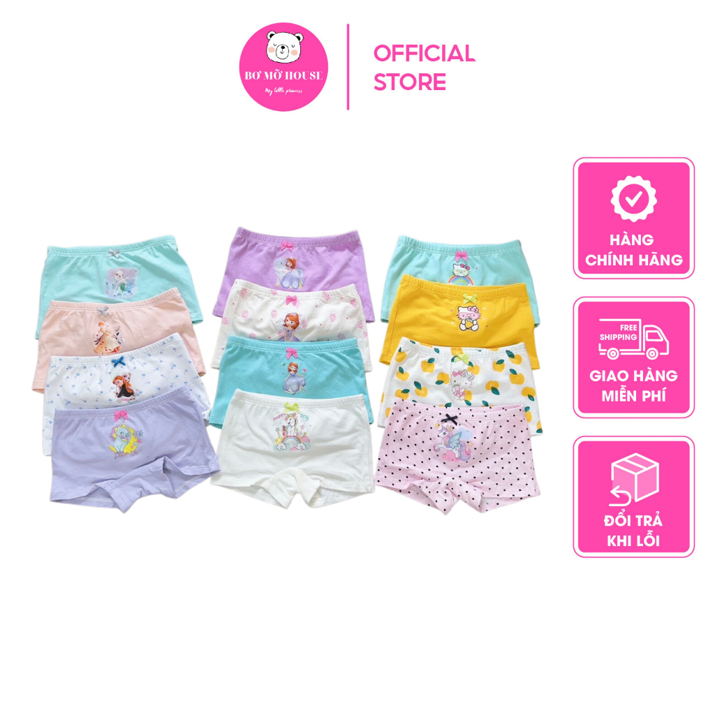 Set 3 quần chip bé gái BƠ MỠ HOUSE chất cotton mịn mát thấm hút tốt hàng hãng xuất xịn