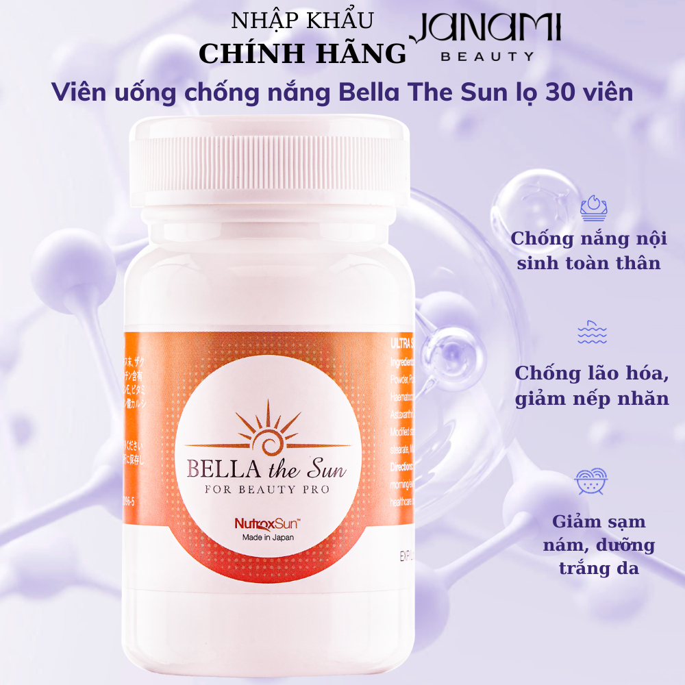 Viên uống chống nắng nội sinh Bella The Sun 30 viên Nhật Bản Chính Hãng