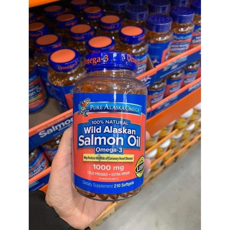 (Hàng chuẩn Auth) Wild Alaskan Salmon Oil Ome ga - 3 1000mg hộp 210v