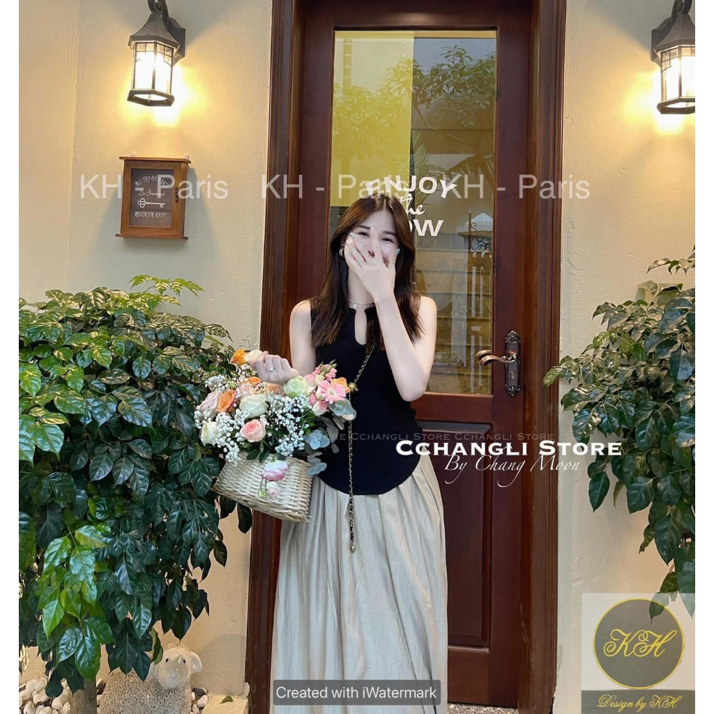 SET ÁO LEN TĂM BODY CỔ V NHỎ MIX CHÂN VÁY ĐŨI XƯỚC 2 MÀU