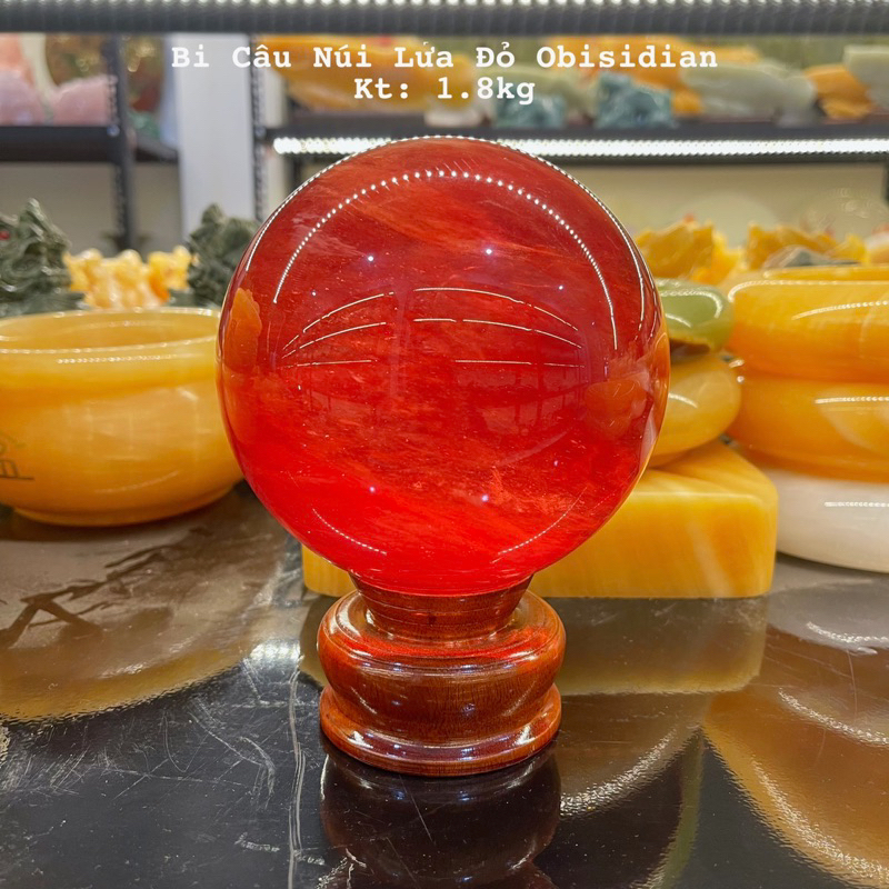 Quả Bi Cầu Đá Núi Lửa Obisidian Phong Thuỷ