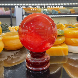 Quả Bi Cầu Đá Núi Lửa Obisidian Phong Thuỷ