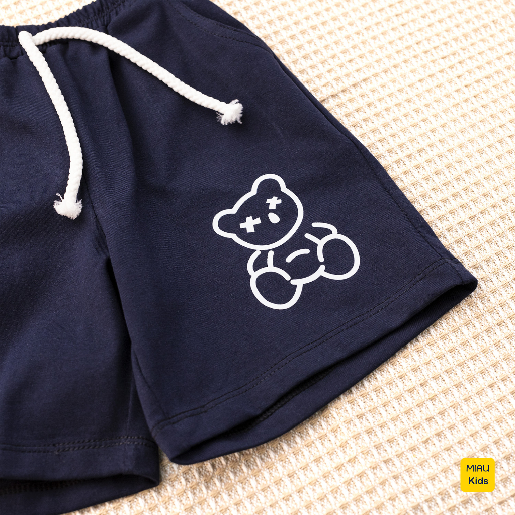 Quần đùi cho bé hoạ tiết Hình Gấu dễ thương, thun cotton mềm mịn mát cho bé mặc nhà đi học đi chơi