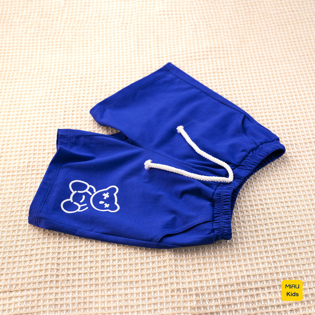 Quần đùi cho bé hoạ tiết Hình Gấu dễ thương, thun cotton mềm mịn mát cho bé mặc nhà đi học đi chơi