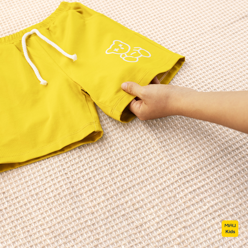 Quần đùi cho bé hoạ tiết Hình Gấu dễ thương, thun cotton mềm mịn mát cho bé mặc nhà đi học đi chơi