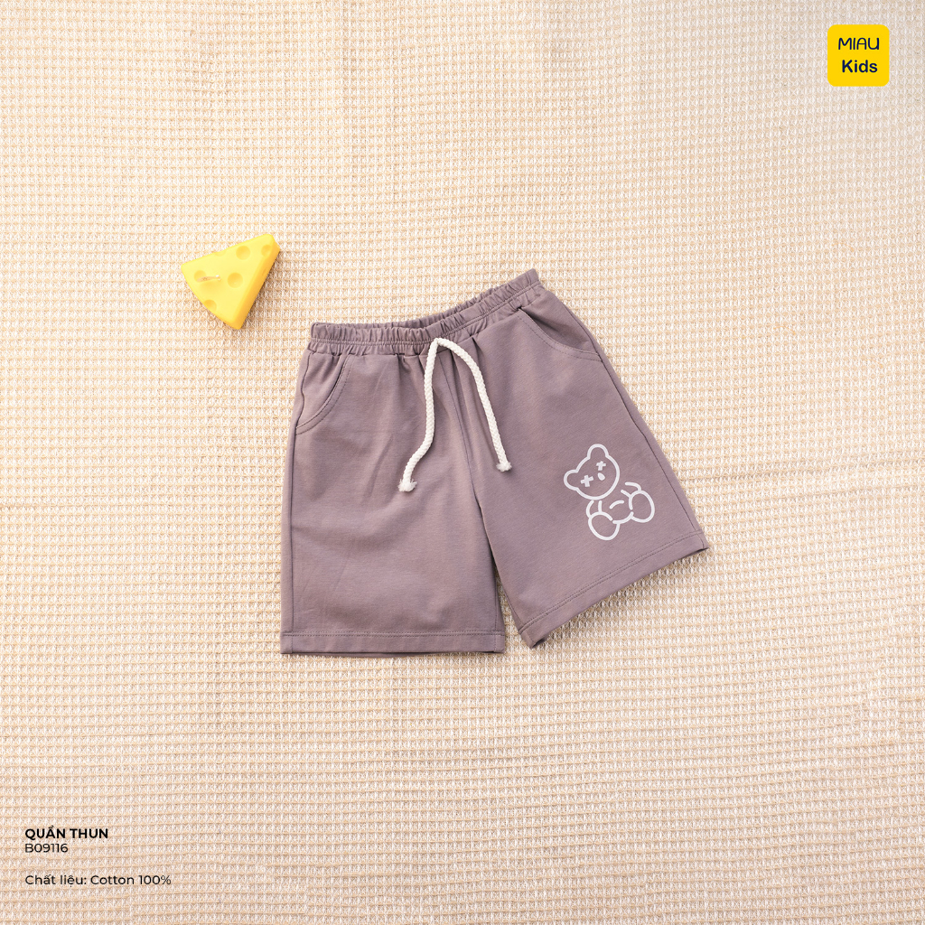 Quần đùi cho bé hoạ tiết Hình Gấu dễ thương, thun cotton mềm mịn mát cho bé mặc nhà đi học đi chơi