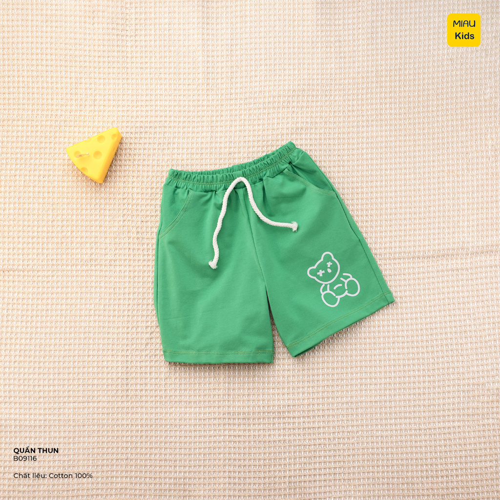 Quần đùi cho bé hoạ tiết Hình Gấu dễ thương, thun cotton mềm mịn mát cho bé mặc nhà đi học đi chơi