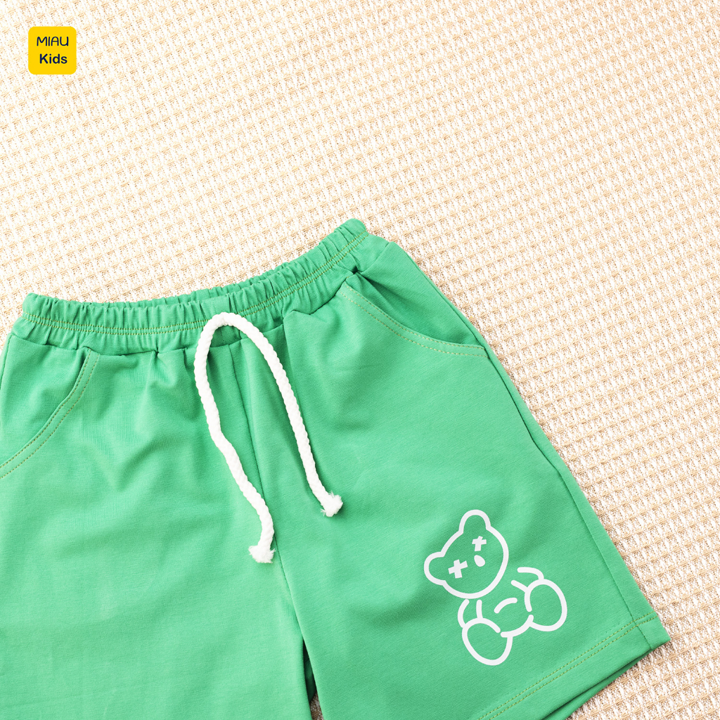 Quần đùi cho bé hoạ tiết Hình Gấu dễ thương, thun cotton mềm mịn mát cho bé mặc nhà đi học đi chơi