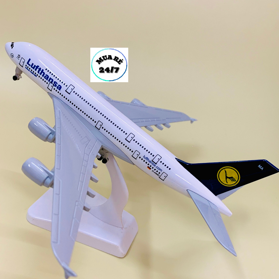 Máy Bay Mô Hình Airbus A380-800 Hãng Hàng Không "LUFTHANSA" Hợp Kim Cao Cấp 20CM Có Bánh Xe Di Chuyển