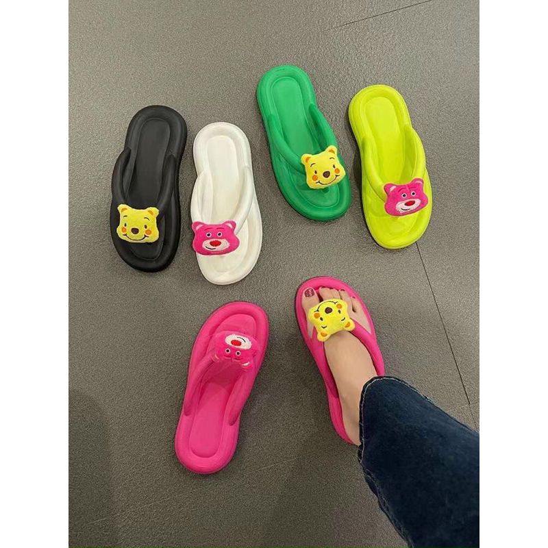 Dép tông gắn thú bông