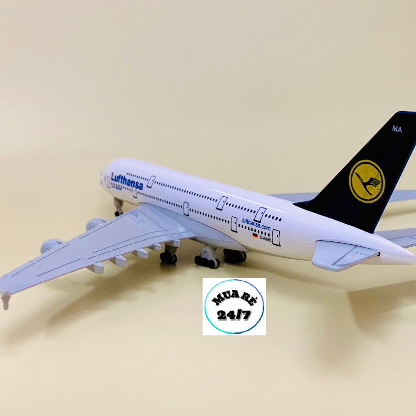 Máy Bay Mô Hình Airbus A380-800 Hãng Hàng Không "LUFTHANSA" Hợp Kim Cao Cấp 20CM Có Bánh Xe Di Chuyển