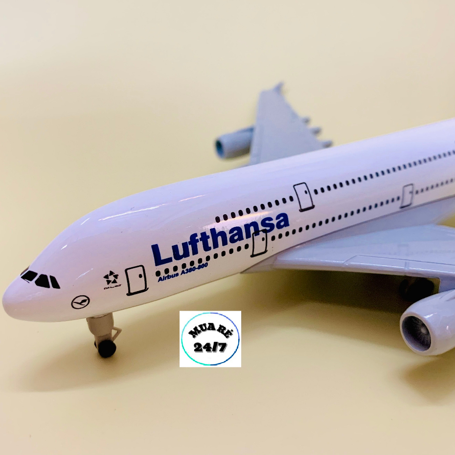 Máy Bay Mô Hình Airbus A380-800 Hãng Hàng Không "LUFTHANSA" Hợp Kim Cao Cấp 20CM Có Bánh Xe Di Chuyển
