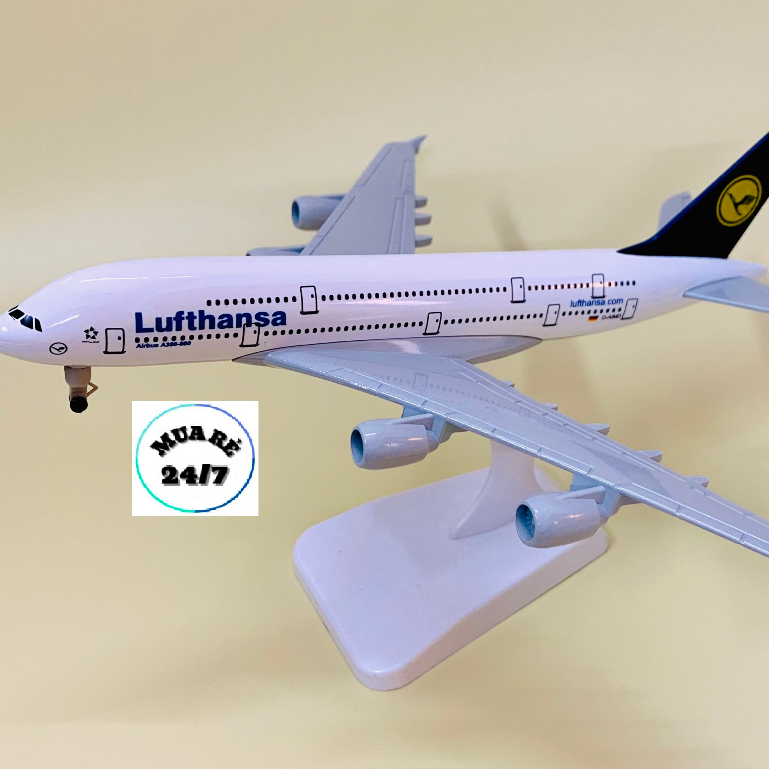 Máy Bay Mô Hình Airbus A380-800 Hãng Hàng Không "LUFTHANSA" Hợp Kim Cao Cấp 20CM Có Bánh Xe Di Chuyển