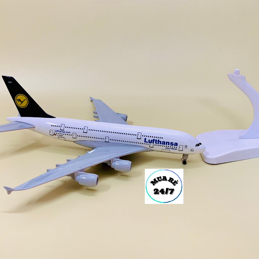 Máy Bay Mô Hình Airbus A380-800 Hãng Hàng Không "LUFTHANSA" Hợp Kim Cao Cấp 20CM Có Bánh Xe Di Chuyển