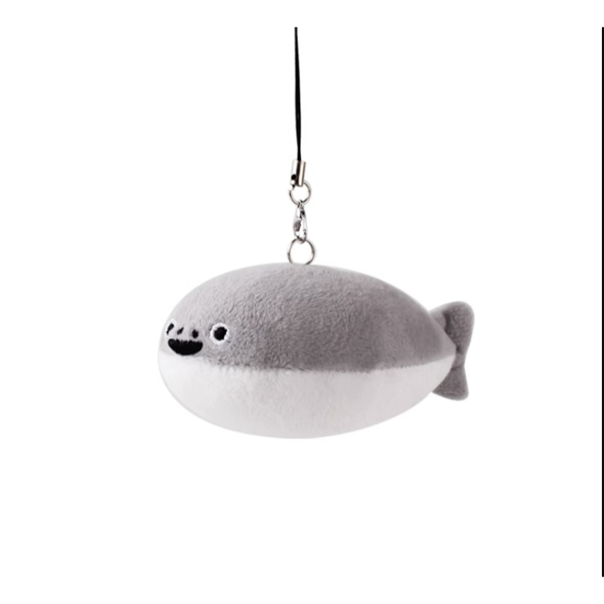 Móc khóa Cá xám Sakaban Baspis 10cm trang trí đeo balo gắn chìa khóa bóp có âm thanh kêu tiếng chít chít dễ thương cute