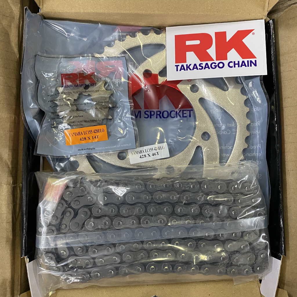 Yamaha Exciter 155 Bộ Nhông Dĩa Sên RK Phốt Cao Su O-Ring Chain Kit 428ELO Thông Số Zin Chính Hãng RK - Japan