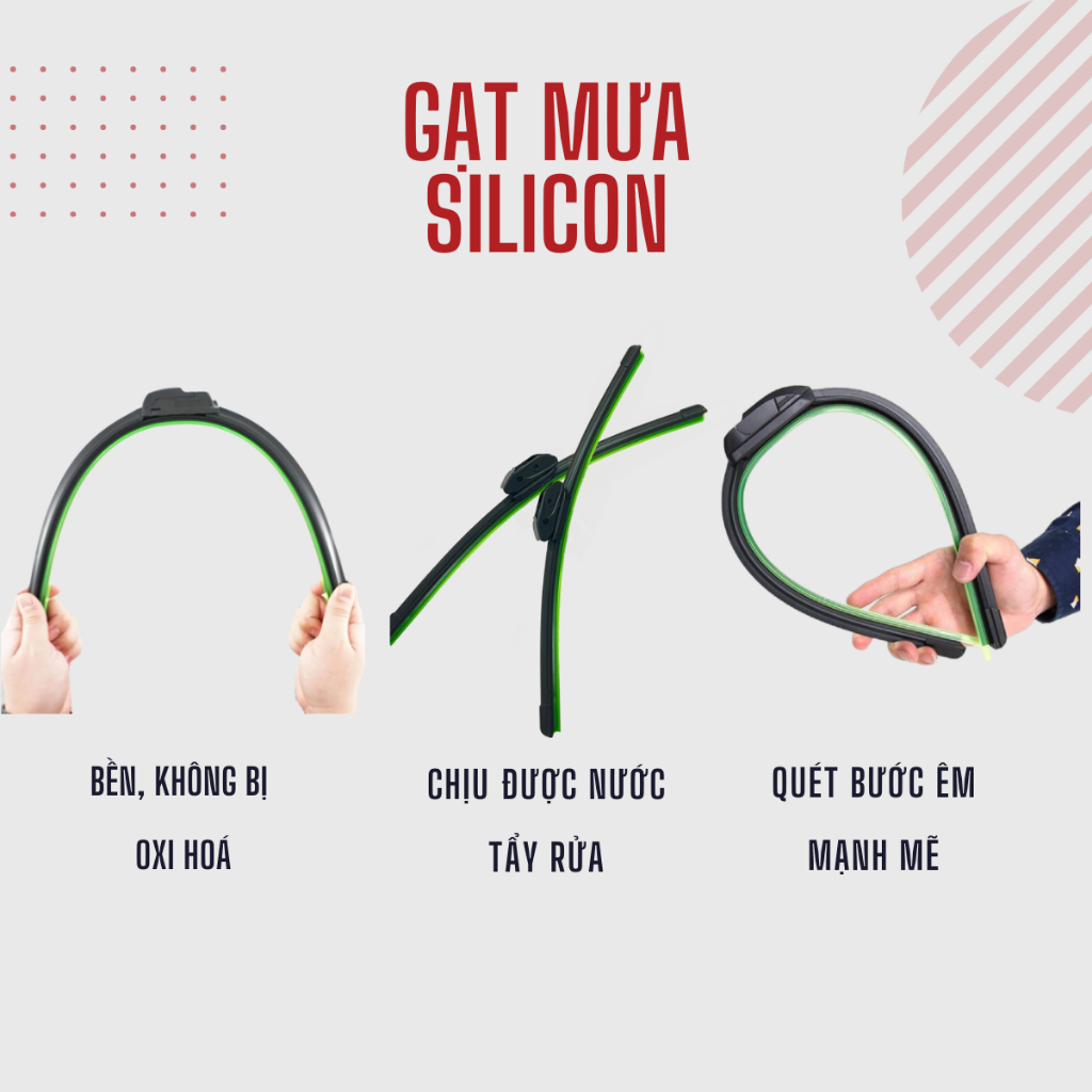 Gạt mưa Silicone xe oto, xe hơi Toyota Vios, Avanza, Hiace, Camry, Zace, Rush, Yaris, Wigo, Innova, Fortuner...