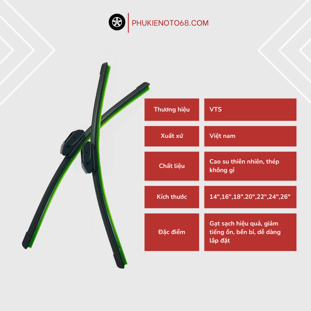 Gạt mưa Silicone xe oto, xe hơi Toyota Vios, Avanza, Hiace, Camry, Zace, Rush, Yaris, Wigo, Innova, Fortuner...