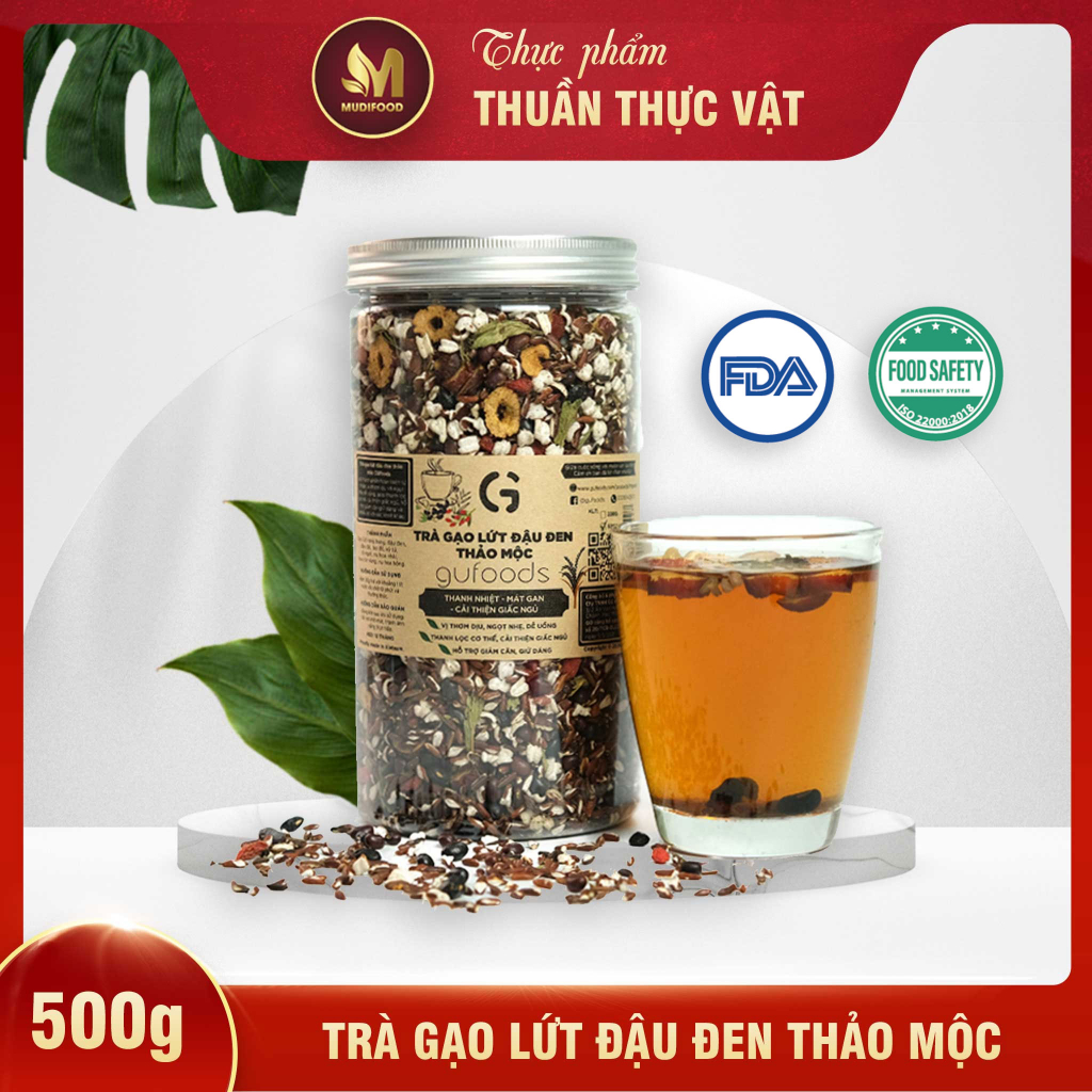 - Trà Gạo Lứt Đậu Đen GUfoods Hũ 200g/ 500g - Hỗ trợ giấc ngủ, cải thiện tinh thần, tốt cho sức khoẻ (Trà)