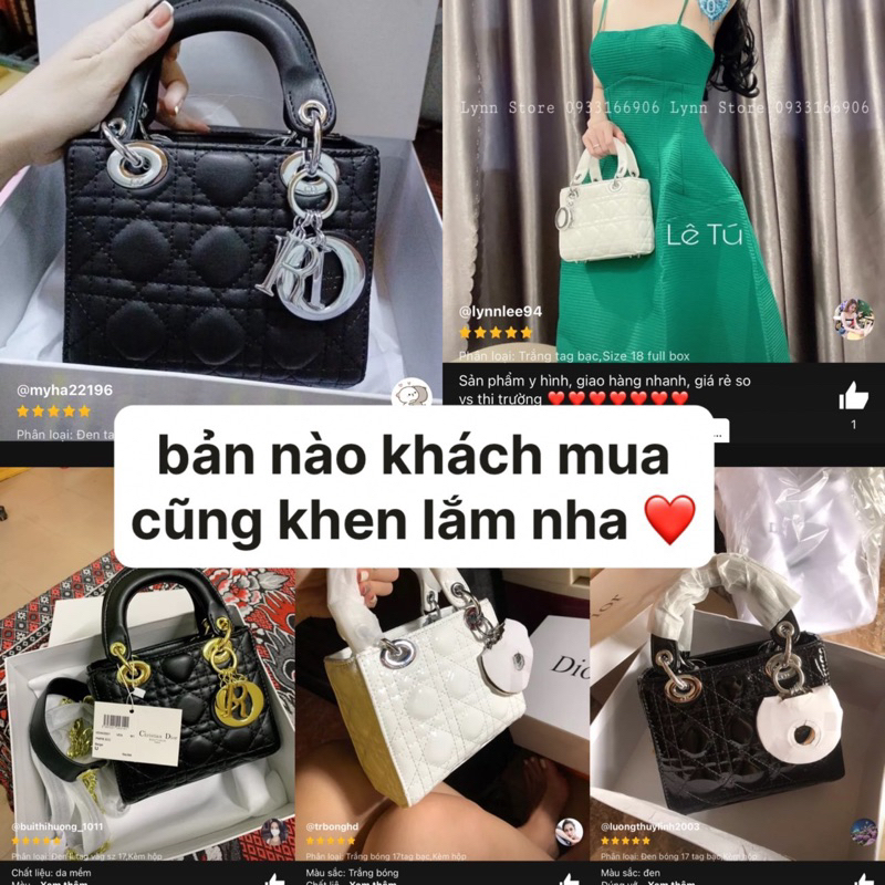 Túi Diiorrr vân 3  da trơn size 14cm - 17cm - 20cm mềm có quai cầm bản 2 dây full hộp video ảnh thật 6621#