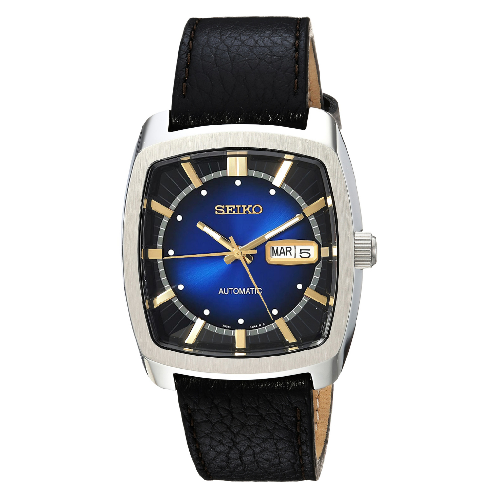 Đồng Hồ Cơ Seiko Mặt Vuông - Kim Dạ Quang - Có Lịch Ngày & Lịch Thứ