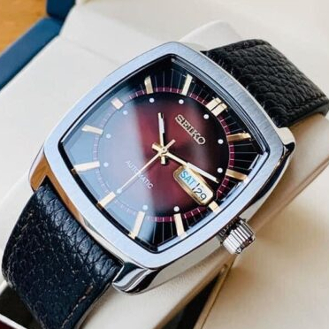Đồng Hồ Cơ Seiko Mặt Vuông - Kim Dạ Quang - Có Lịch Ngày & Lịch Thứ