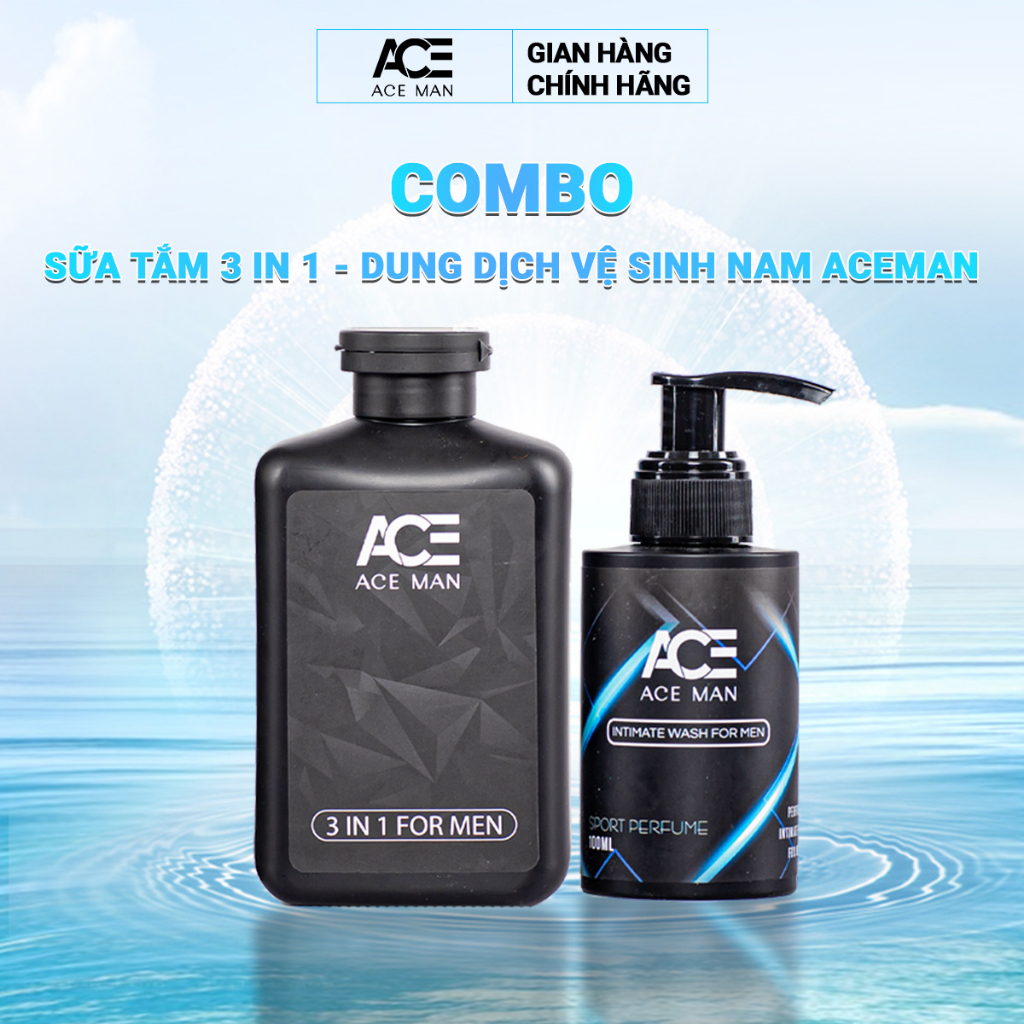 COMBO Sữa tắm toàn thân ACEMAN 320 ML & Dung dịch vệ sinh nam ACEMAN 100 ML