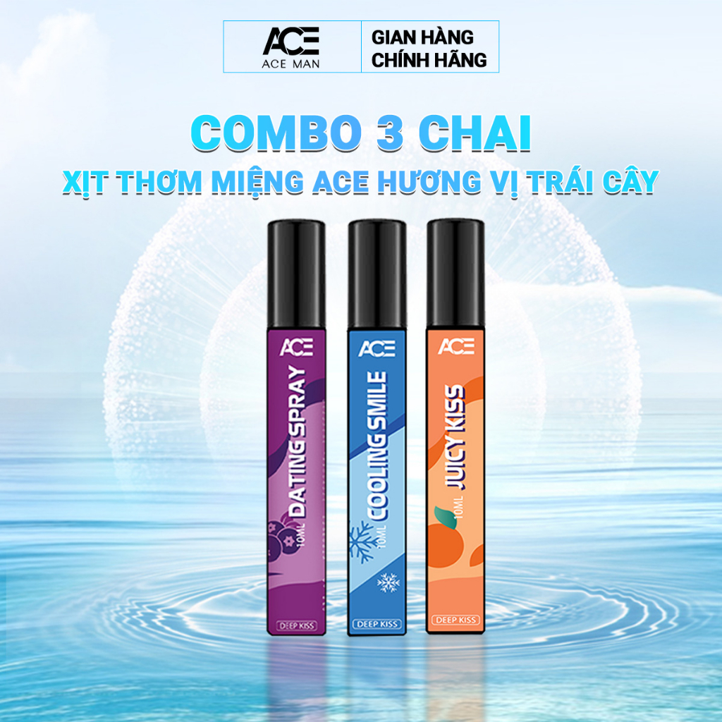 COMBO 3 xịt thơm miệng kissing spray ACEMAN nam nữ hương vị tự nhiên the mát